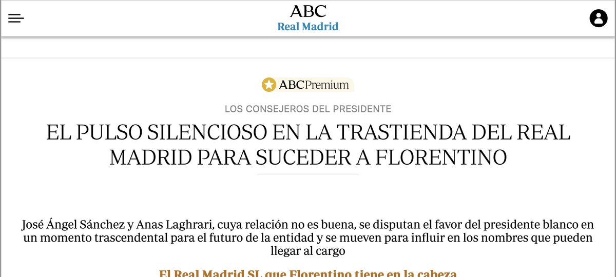 Hilo de capturas

La sucesión de Florentino, JAS, Laghrari y el cambio societario, según <a href="/gcabeza/">Gonzalo Cabeza</a> en <a href="/abc_es/">ABC.es</a> 

Es un hilo, claro

1/6