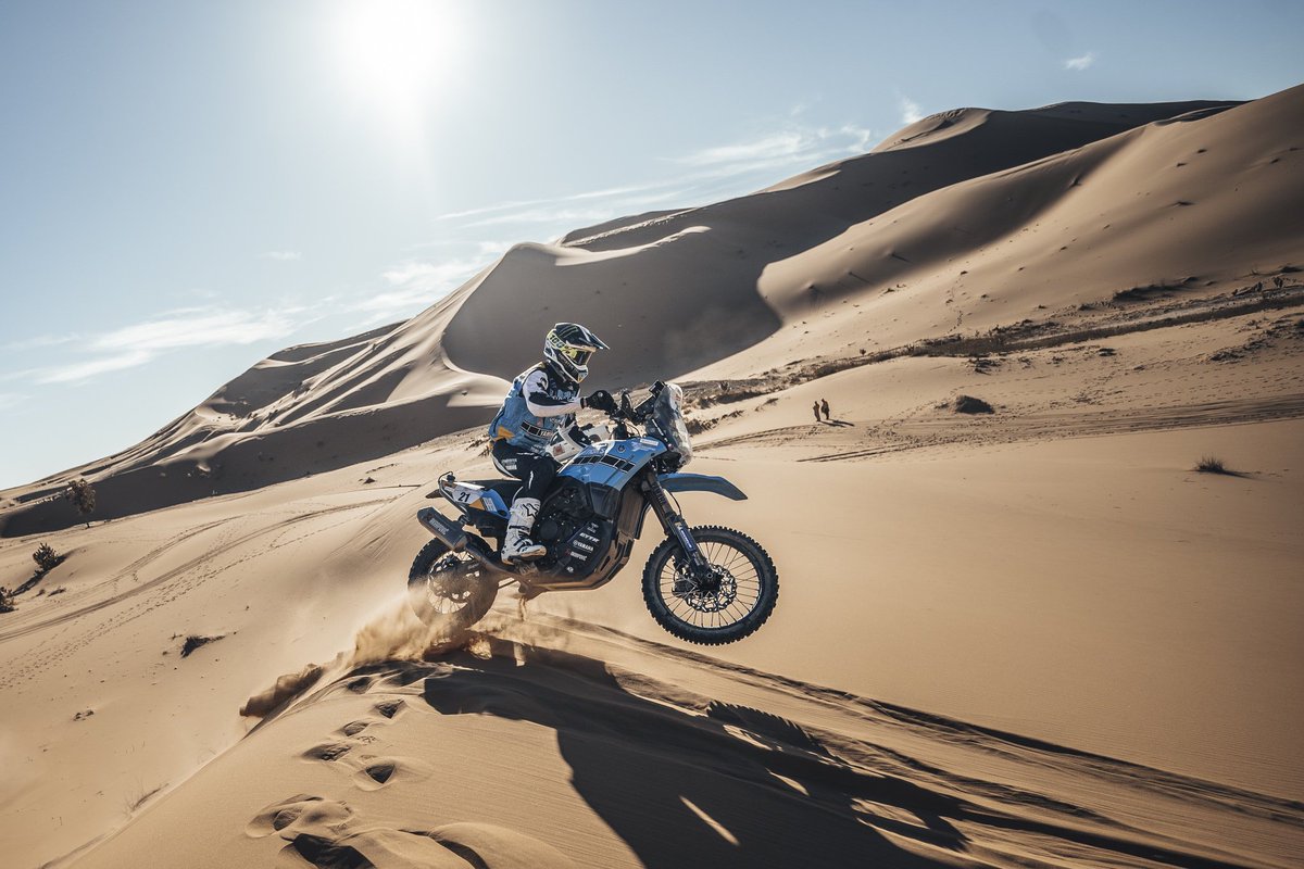 yamaharacingcom's tweet image. Alessandro Botturi stormed to the Stage 2 victory as the Africa Eco Race finally got underway after extreme weather had led to the cancellation of the first day 🥇

His teammate Gautier Paulin got his first taste of #AER action on a motorbike, and finished in an impressive P6 as