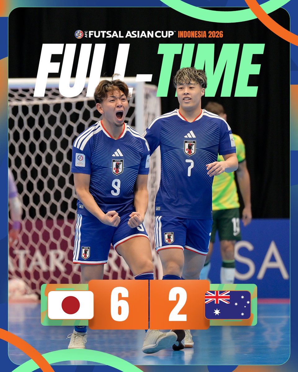 𝗙𝗧 | 🇯🇵 Japan 6️⃣-2️⃣ Australia 🇦🇺

Business as usual.

Four-time champions up and running in Group C!

#ACFutsal2026 | #JPNvAUS