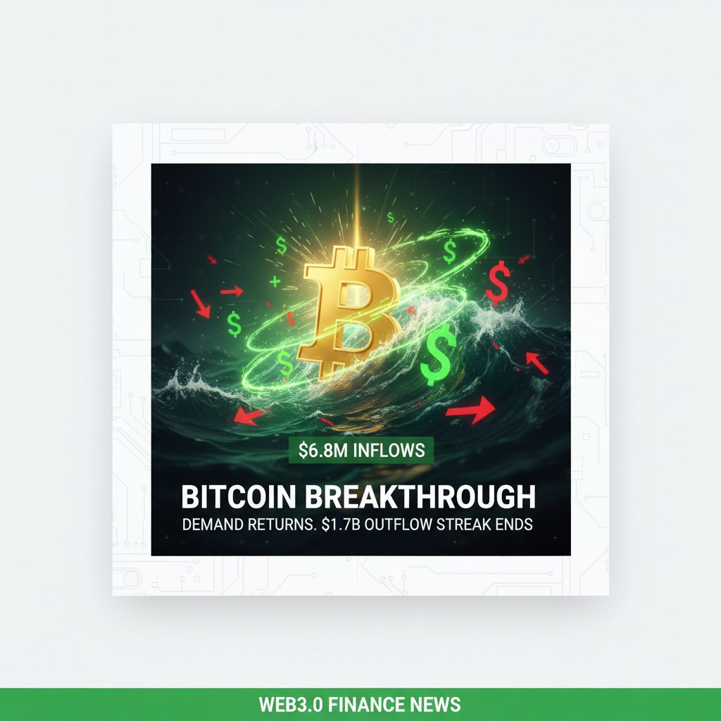 ETFs: Bitcoin ETFs reverse the tide! $6.8M in fresh inflows snapped the  brutal 5-day, $1.7B outflow streak. Demand creeping back. Huge. #BitcoinETF  #BTC #Crypto