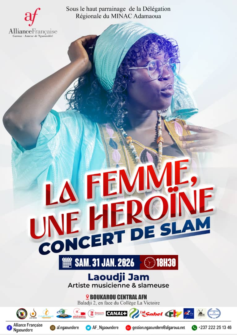 CONCERT SLAM-APPEL À PROJETS🥰!

SLAM:"LA FEMME,UNE HÉROÏNE !"
Plongez au cœur d'un voyage émotionnel vibrant avec l'artiste LAOUDJI JAM.Accompagnée d'un orchestre live,elle déploie un répertoire puissant qui célèbre l'héroïsme quotidien des femmes.
Un rendez-vous incontournable!