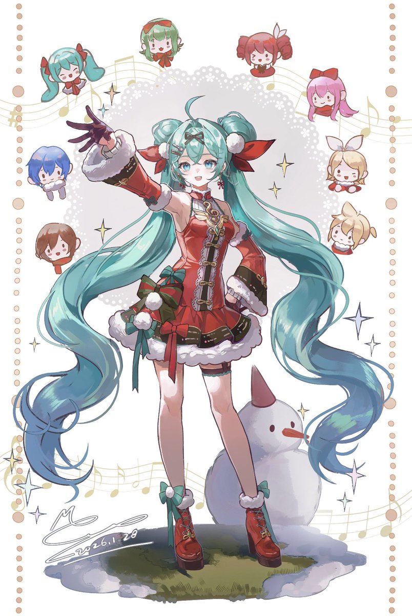 ✨锵锵！要吃哪个小团子✨
过了腊八就要过年啦
请吃一口红配绿
摸了新年感miku
#初音ミク