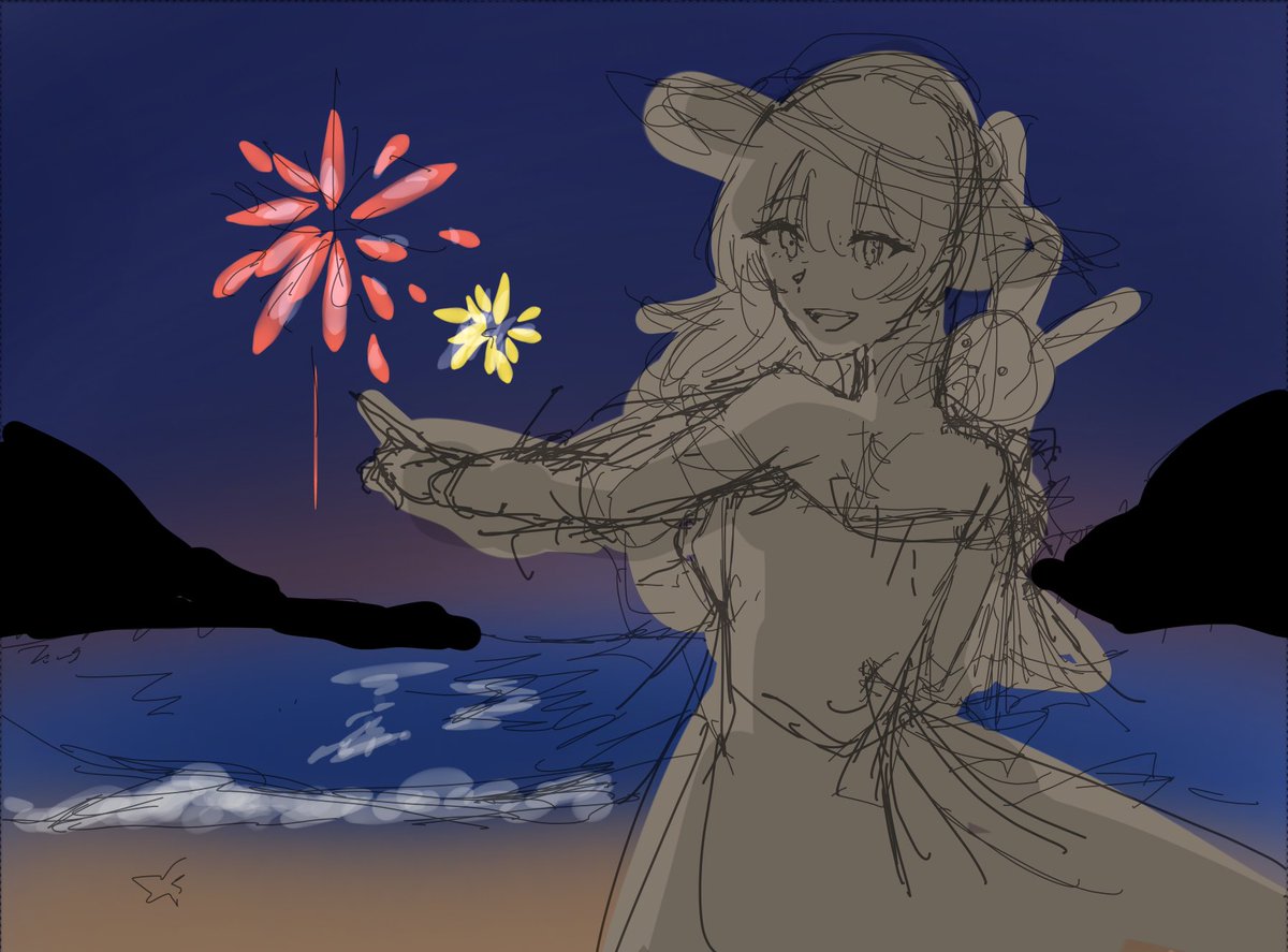 寒すぎて夏の絵描いちゃった