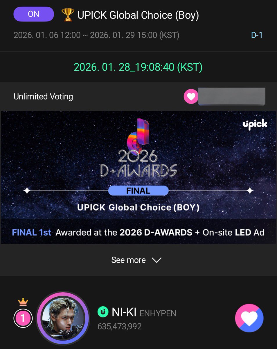 haerikichan's tweet photo. 🚨 ONE LAST PUSH, NIKRANGDANS!🚨

Tomorrow is the FINAL DAY of voting for NI-KI on UPICK under Global Choice (Boy). We’ve come so far, now let’s finish strong for #NI_KI!!!

🎯: 1st Place 🥇
⏰: JANUARY 29, 3:00 PM KST
📋: empty your pockets, keep collecting jams, and go all out! 🗳️

No jams left behind!!! This is our final chance to secure the win he deserves. Let’s make it happen! ❤️‍🔥❤️‍🔥❤️‍🔥