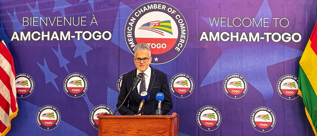 USEmbassyLome's tweet photo. AmCham-Togo is taking off! 🚀 U.S.🇺🇸 + Togolese🇹🇬 biz for the win. At the launch, CDA Michaels congratulated new chapter. Starting off right the year of #Freedom250 in Lomé.
#USAinTogo #CommercialDiplomacy #AmCham https://t.co/svoz8EtF6h
