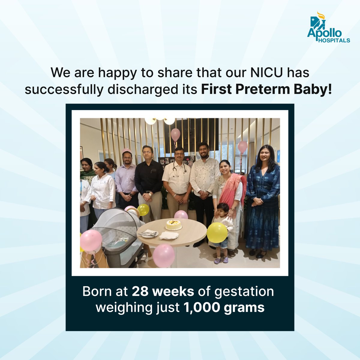 ApolloPune's tweet image. A beautiful beginning @Apollo Hospitals Pune—welcoming our first NICU graduate baby.

This success story stands as a testament to expert neonatal care and the tireless efforts of our healthcare team in nurturing life with love and precision.

#ApolloHospitalsPune #SuccessStories