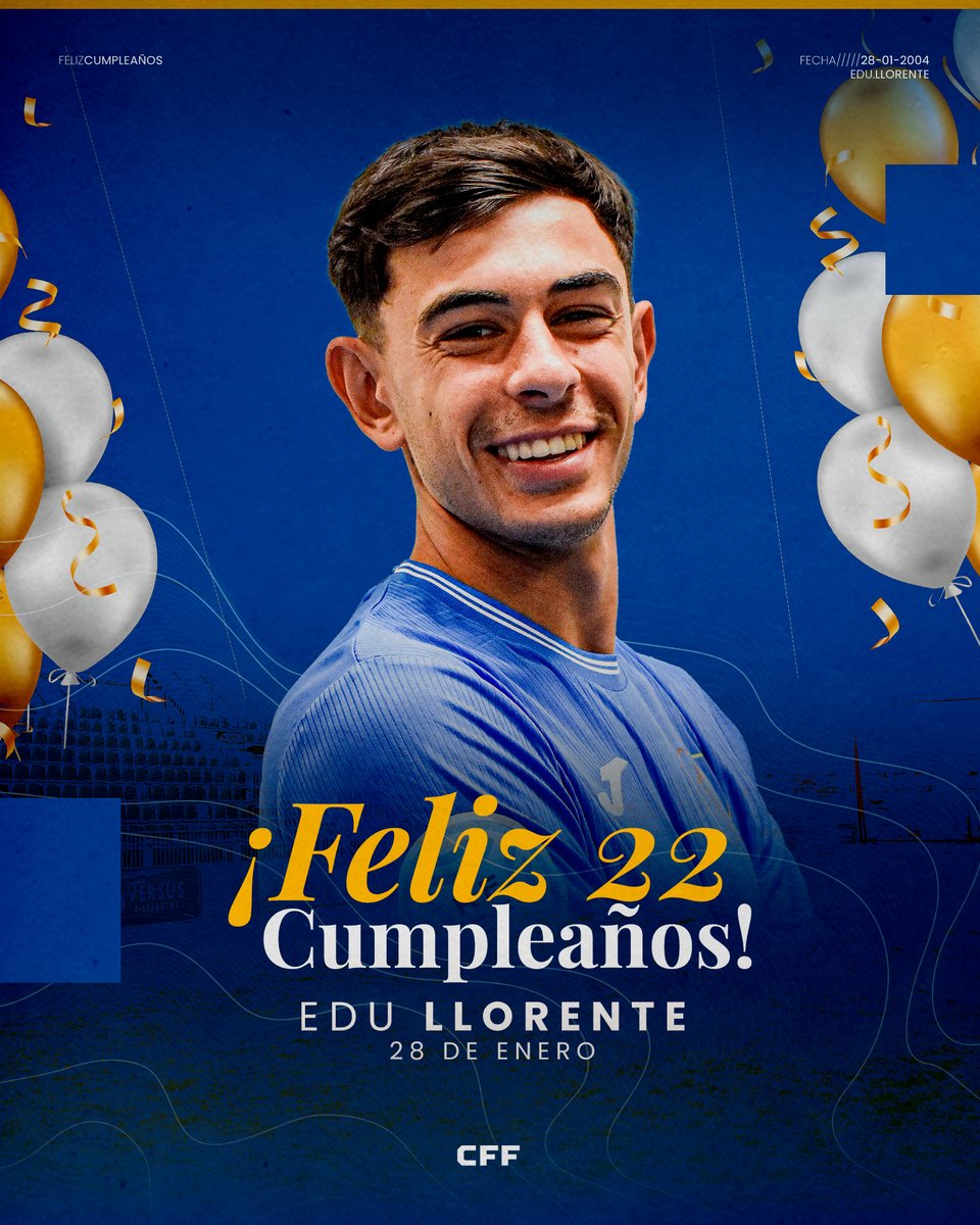 Feliz cumpleaños al pulmón del centro del campo 🫁Energía, sacrificio y corazón. ¡Que vengan muchos éxitos, <a href="/eduu_llorentee/">Edu Llorente©</a> ! 🎂🔵 #CFFuenlabrada