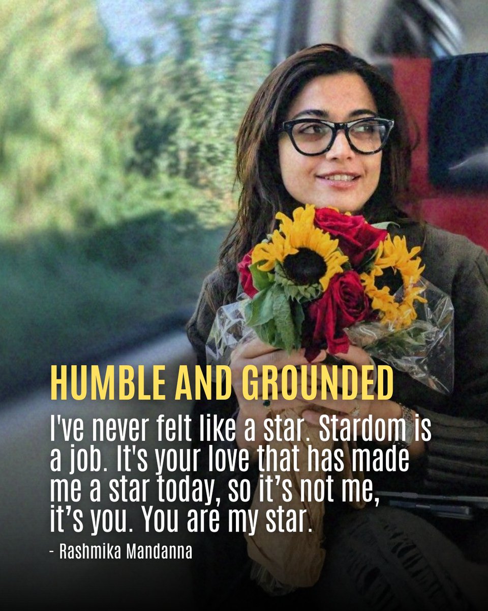MandannaRash's tweet photo. Humble hearts shine the brightest ✨
“I never felt like a star”  and that’s exactly why she is one. Pure grace, gratitude &amp; grounded vibes ❤️
Fans don’t make stars overnight, they build legends. 🌻
@iamRashmika
#HumbleStar #RashmikaMandanna #Gratitude #TrueIcon https://t.co/IBc4Xbuo7I