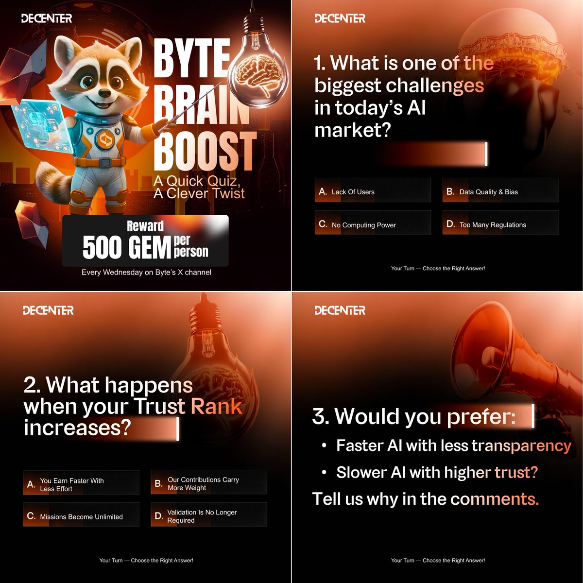 🧠 BYTE BRAIN BOOST — Mini Quiz #3 is LIVE!

This round is not just about picking the right answer…
Byte wants to hear what YOU think. 👀💭

⏰ TIME: FROM NOW UNTIL 1PM UTC — JAN 30

🎯 How to join &amp; earn rewards:
• Answer Question 1 &amp; 2 correctly
• Comment your answers + GEM
