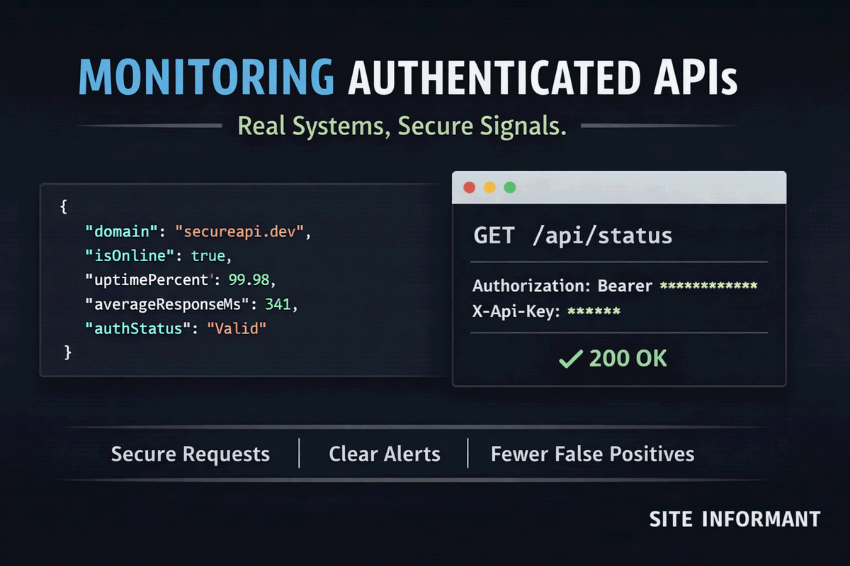 sergeysagan's tweet photo. Most uptime tools only check public pages. But modern systems are authenticated by default. Monitoring authenticated endpoints produces clearer signals, fewer false alerts, and visibility into what users actually depend on. 
Learn more:
https://t.co/PbVK2jdxsp https://t.co/0NDiMTCG7O