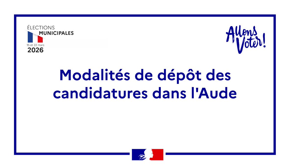 Image de Préfet de l'Aude - #Inscriptions | #Élections2026🗳
🇫🇷 Tout citoyen français peut se porter candidat aux élections mu