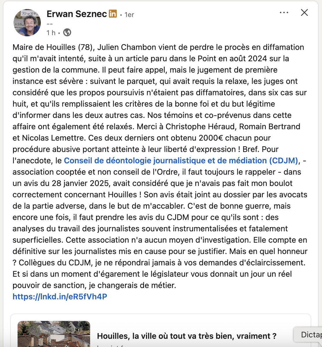 Pour la deuxième fois en quelques mois, la Justice donne raison au Point, renvoyant dans les cordes le <a href="/conseildeonto/">CDJM</a>, qui avait servi de caution à la procédure bâillon intentée contre notre journaliste.
Le CDJM (instance cooptée, non-représentative) avait estimé que Le Point