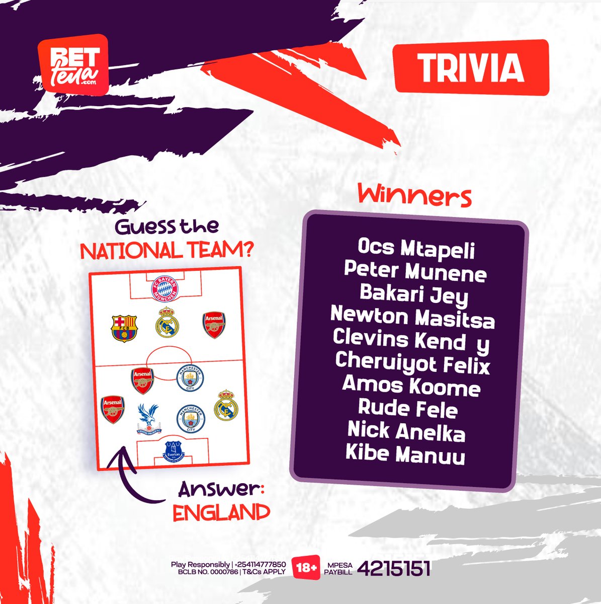 bettena_com's tweet photo. Congratulations to our Trivia winners!

Dm us your numbers to claim your reward!
Big thanks to everyone who took part. Keep participating and you could be next!

#BetTena #HomeOfEndlessWins https://t.co/7L9VRd4eVP