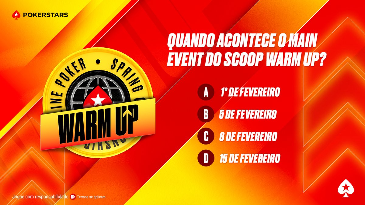Tá pronto pra grande arrancada do ano? O SCOOP Warm Up 2026 já tem data marcada. Se liga: UM de OITO tíquetes de US$11 pode ser seu, então responde aí!

⏰ Até amanhã, às 20h, no formato: X [StarsID] + #SCOOPWarmUp

ℹ️ Termos se aplicam: psta.rs/TermosBR.