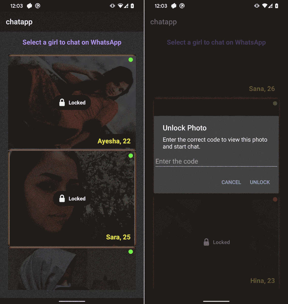 ESETresearch's tweet photo. The spyware used in the campaign, which we named #GhostChat, uses the icon of a legitimate chat app. After installation from unknown sources, login credentials and unlock codes are required to access the app and individual chat profiles, respectively. 2/9 https://t.co/g9In8QS3oK