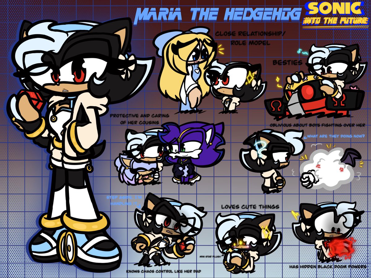 TrinityBellaArt's tweet photo. Might as well redesign Maria if I’m redesigning Archie! Enjoy!🤩😏🤗🖤✨ #sonic #sonicau #sonicoc #sonicfankid #shadowxoc https://t.co/wlcnaZ6kZh https://t.co/DxKALOTIDf