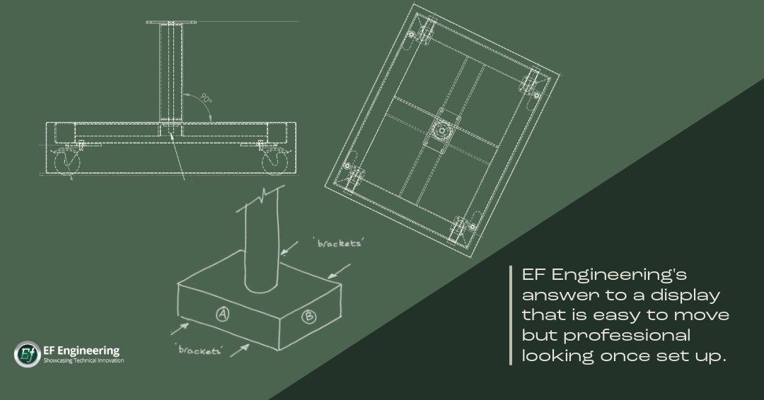 What’s a drop skirt? When a display needs to look flawless &amp; stay mobile our drop skirt design does both. It’s a precision-engineered metal shroud that lifts to allow movement then drops into place to hide casters for a clean finish.

📩 info@ef-engineering.co.uk