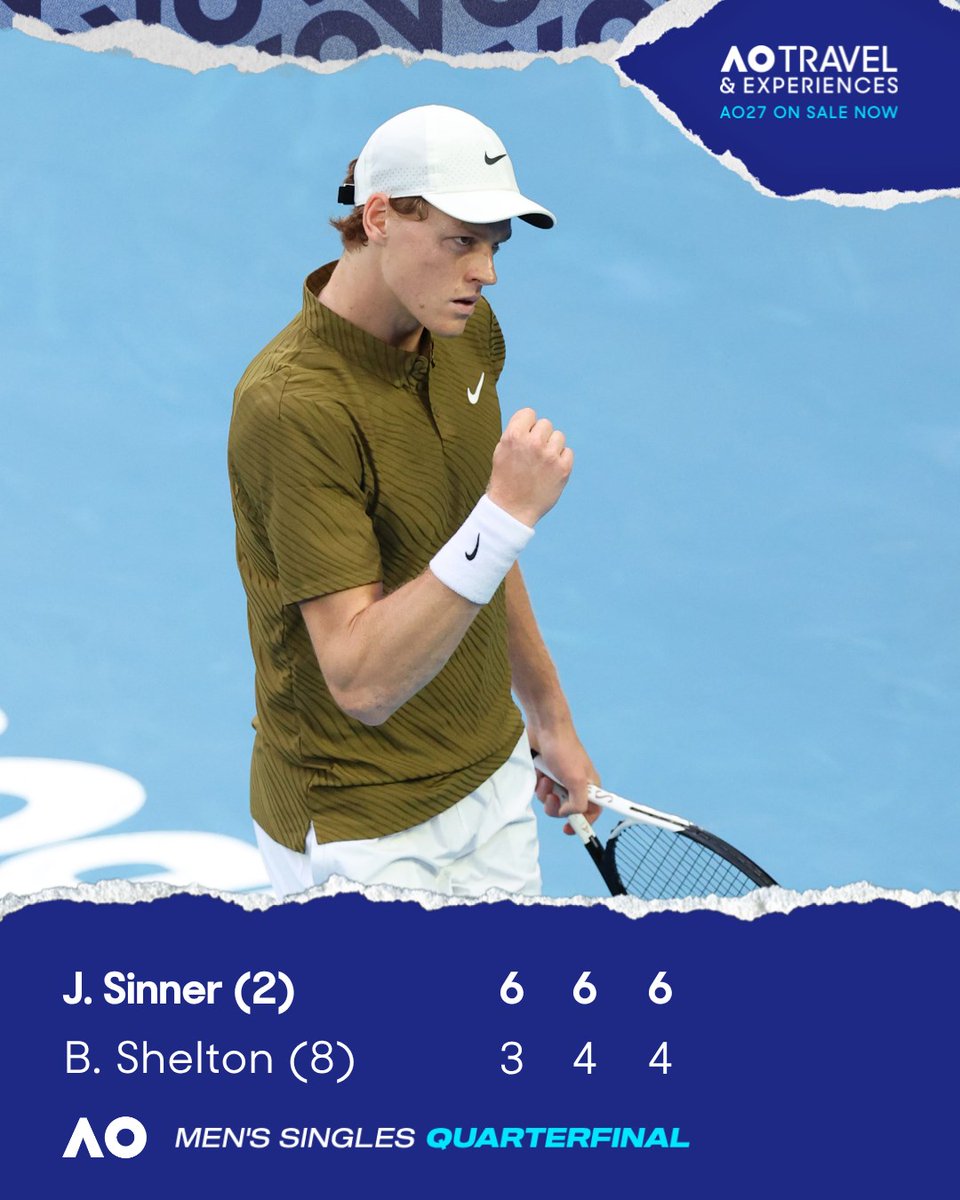 AustralianOpen's tweet image. Super Sinner. 

A powerful performance secures the Italian a final four spot at the AO once again 🙌