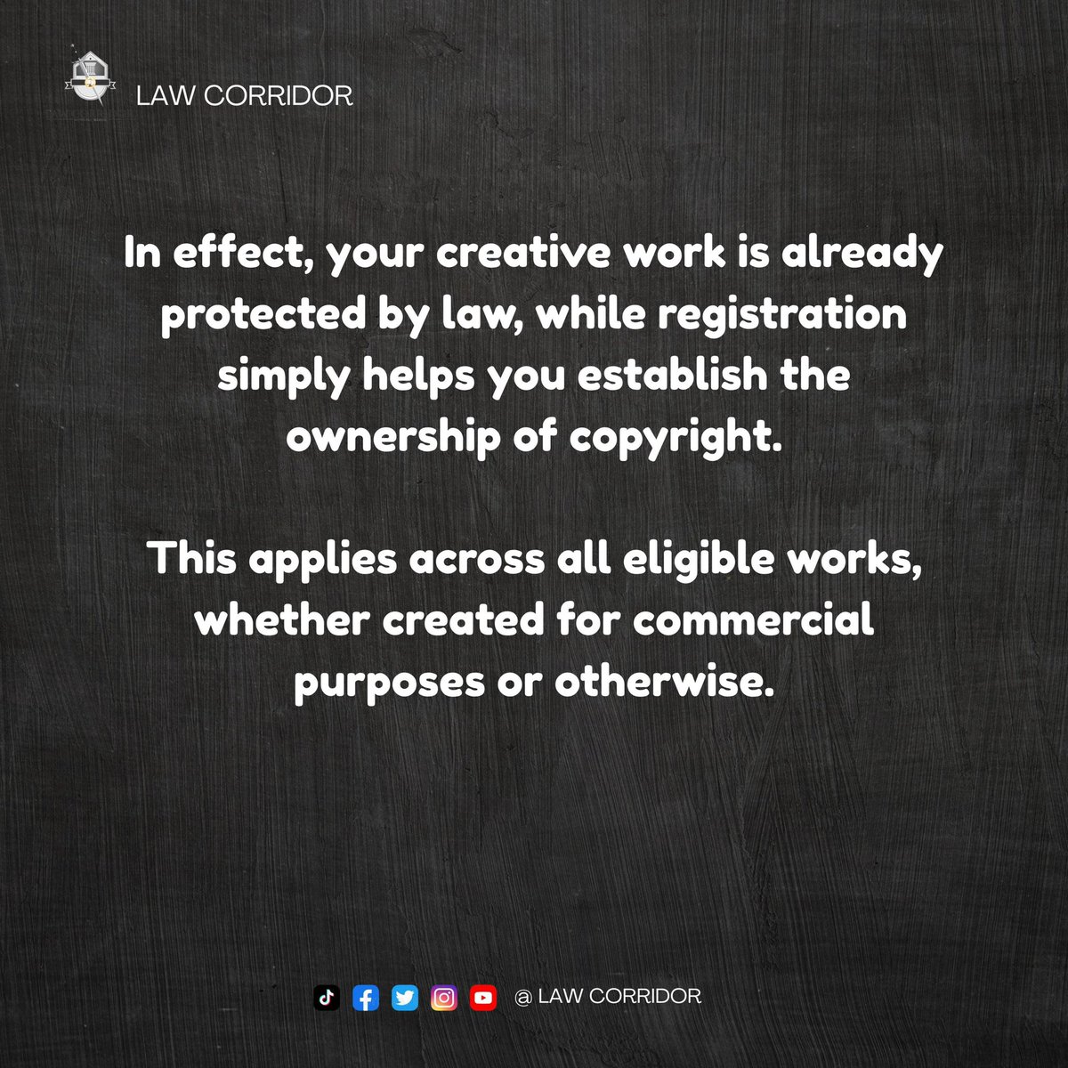 Did you know that copyright protection in Nigeria starts the moment a work is created?

#lawcorridor
