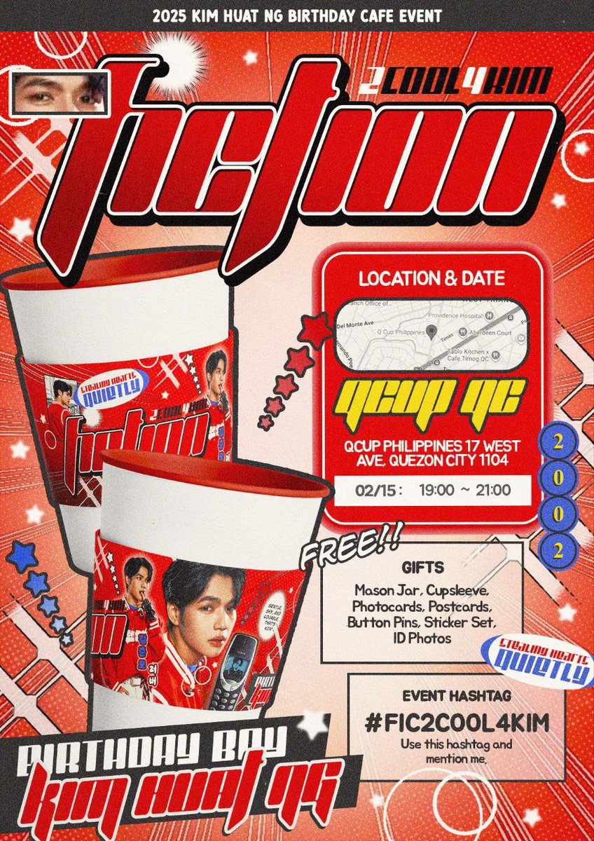 KIMHUATNGPH_'s tweet photo. 🎉 KIM HUAT NG BIRTHDAY CAFE EVENT 2026 🎉

Join us as we celebrate Kim Huat's birthday with a special cafe support event at QCUP QC ☕❤️

📍 QCUP Philippines, 17 West Ave, Quezon City
📅 February 15
⏰ 7:00 PM – 9:00 PM

📝 Registration is open until February 05, 11:59 AM

Please wait for a confirmation email if you've secured a slot.

🔗 https://t.co/zxz15xMzkR

🎁 THIS IS A FREE CSE
To claim fan kits, just purchase a minimum of ₱350 ✨

Let's fill the cafe with love for our gentle, shy, lovable star 💫

#FIC2COOL4KIM #HORI7ON_KIM #KIM #킴 #HORI7ON #호라이즌 @HORI7ON_twt @HORI7ONofficial