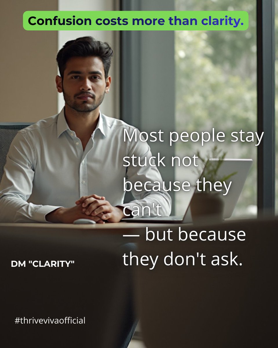 LeadWithSandeep's tweet photo. Clarity comes before confidence.

In income and long-term health decisions,
confusion quietly becomes a cost.
Progress often starts with one honest conversation.

DM “CLARITY”
#thrivevivaofficial
#DecisionMaking #IncomePlanning #ProfessionalGrowth #LongTermThinking https://t.co/ihmFPruM8n