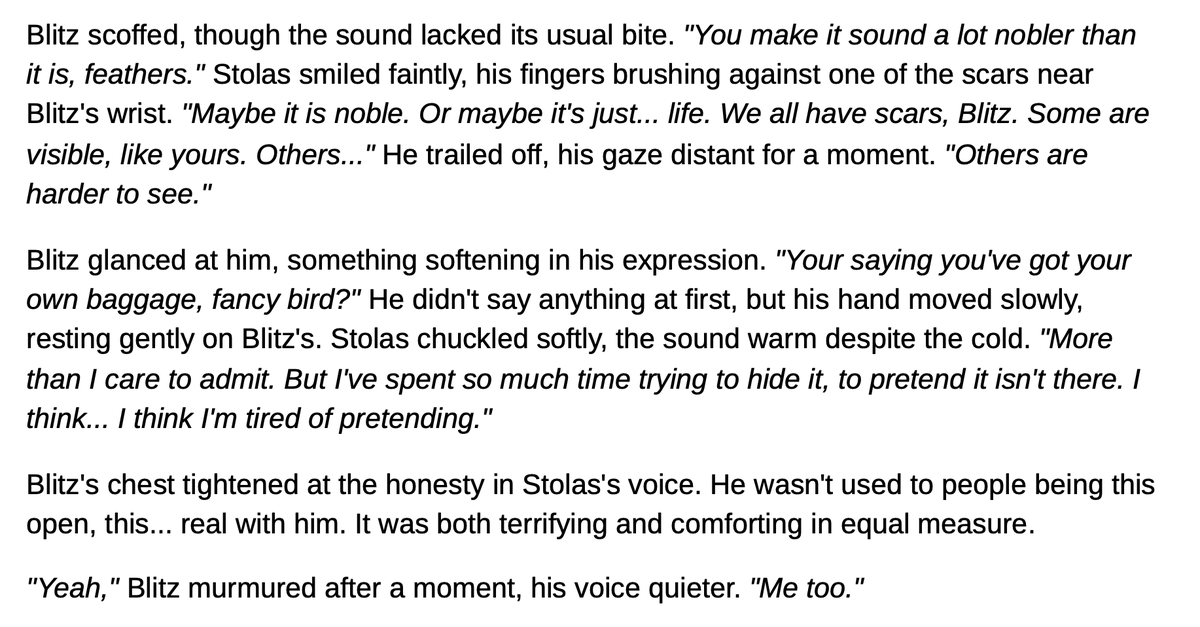 fanstories06's tweet photo. Now that everything has been redesigned, i am so ready to start uploading my fics again!!
❄️ Snowbound — Chapter 10 is Out Now ❄️
❤️Now available for everyone to read
(Links in bio)
#FanficWriter #Hellaverse #HelluvaBoss #Stolitz #fanfiction https://t.co/cjCWhFdjt9