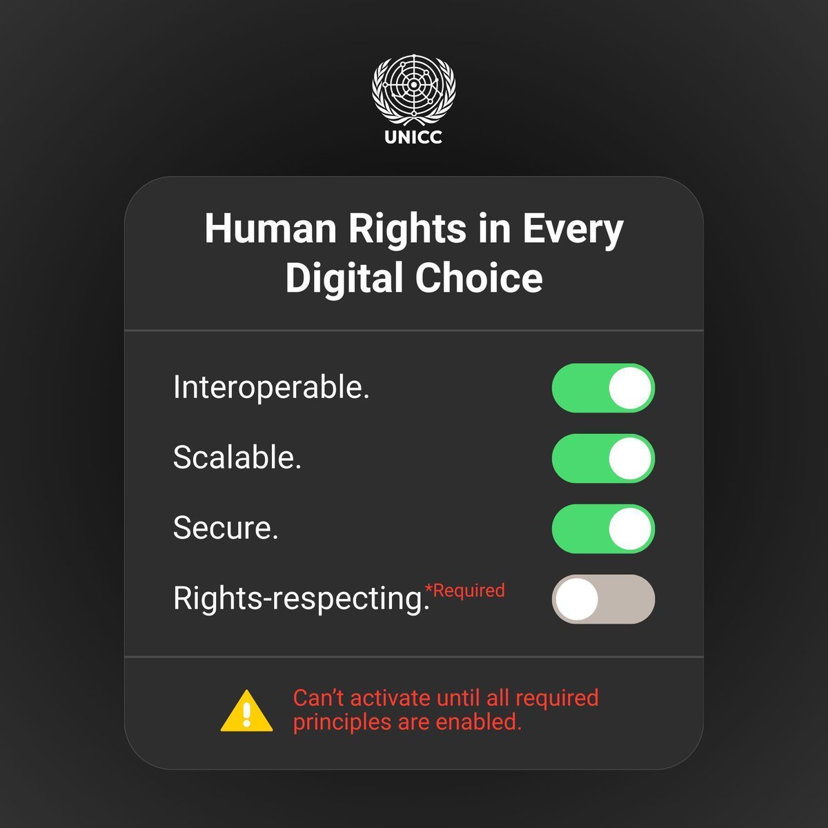 🌐 Human rights by design.

At UNICC, we integrate human rights due diligence into digital solution design to identify risks early and embed data protection, security, and ethics from day one.

🔗 Read the <a href="/UNHumanRights/">UN Human Rights</a>–UNICC case study: ohchr.org/sites/default/…