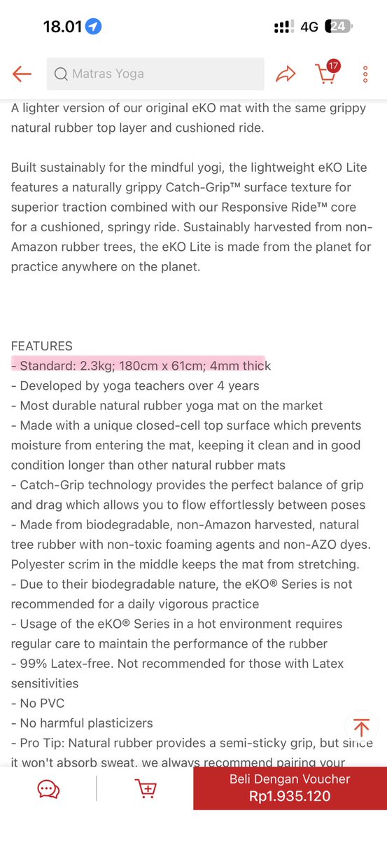 eternalsohn's tweet photo. @GarudaCares halo kak mau bertanya terkait ketentuan kabin, apakah boleh membawa matras yoga yang digulung kak? dengan keterangan berat 2,3kg dan panjang setelah digulung 60cm https://t.co/7YdGOOYSWy