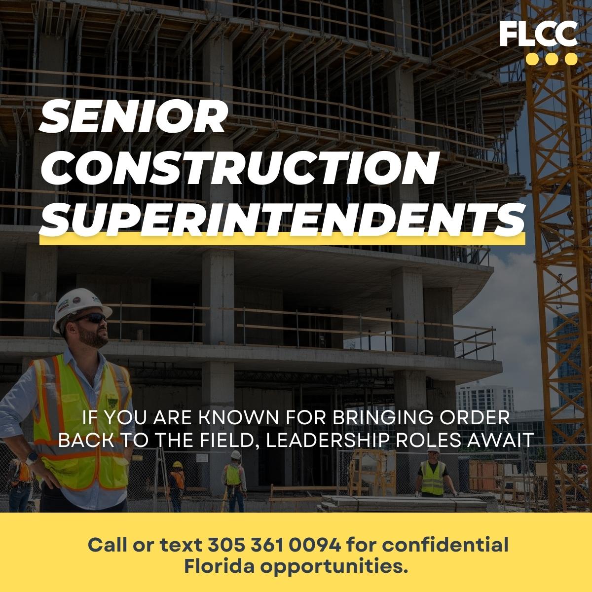 If you are known for bringing order back to the field, leadership roles await.

Call or text 305 361 0094 for confidential Florida opportunities.

#Superintendents #ConstructionManagement
