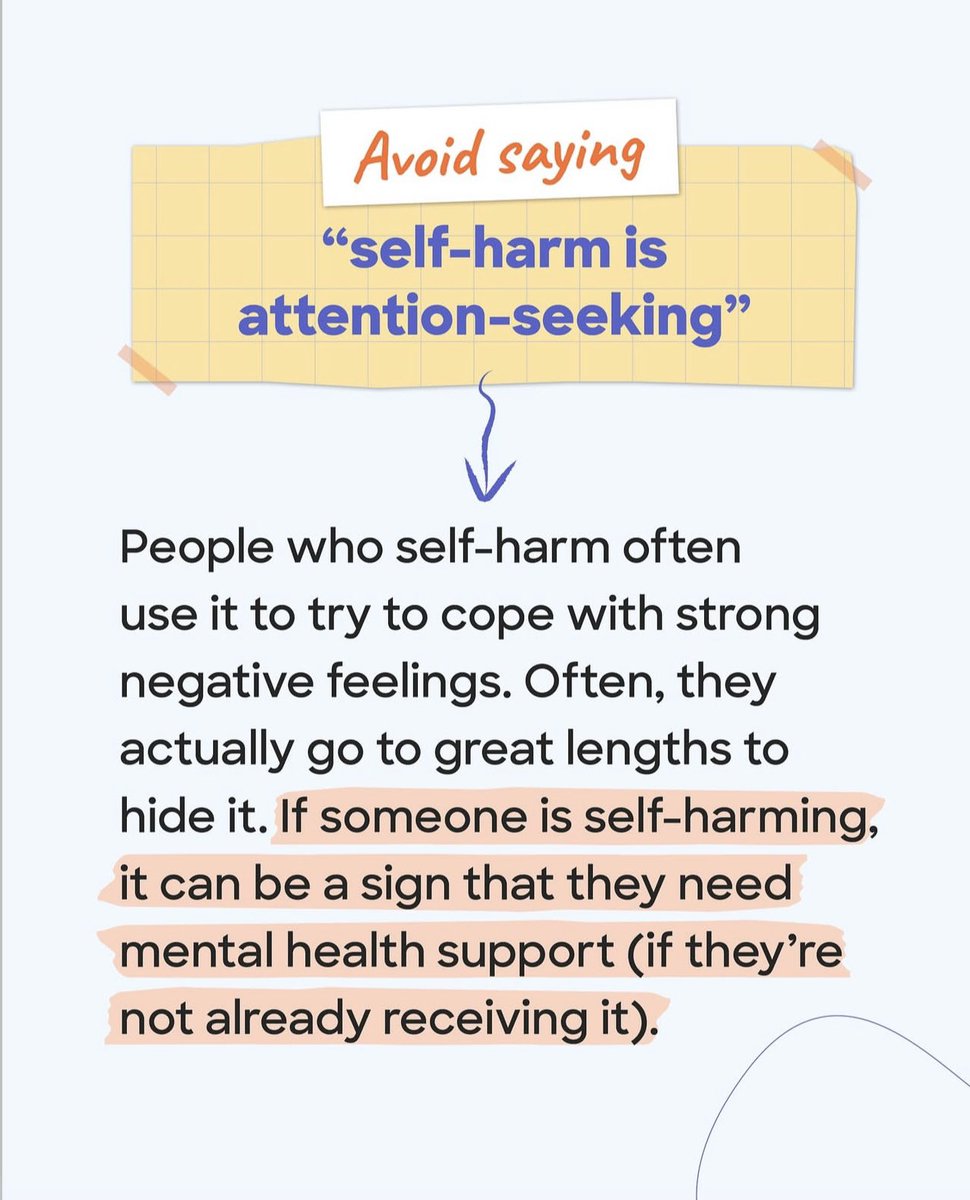 MentallyAwareNG's tweet image. Using respectful, non-judgmental language when discussing self-harm and suicide can make it easier for people who are struggling to seek support.
Credit: @Chatsafe_au
#SafeSpaces 
#MentalHealthMatters