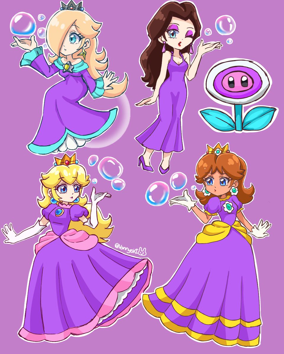 The 3 princesses with bubble flower 
I included Pauline bc why not?
#SuperMarioBrosWonder #Pauline #Rosalina #Daisy #Peach