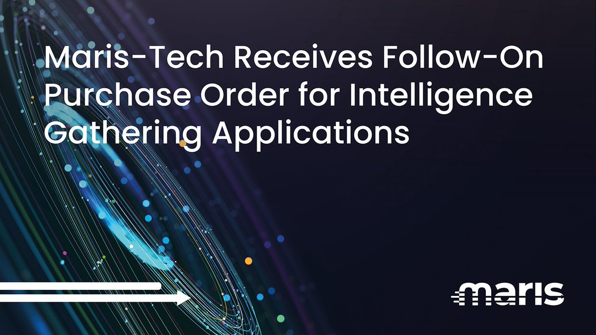 Maris receives follow-on product order from an intelligence organization, marking the transition from development to operational deployment.
Repeat engagement validates technology maturity and trust.
Delivery planned for Q2 2026.
maris-tech.com/maris-tech-rec…