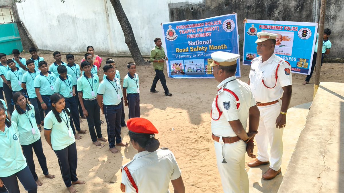 As part of National Road Safety Month 2026, a Road Safety Awareness Rally was conducted in the Bahour area by Our Lady Higher Secondary School, Bahour and for the students of Sri Sankar Vidyalaya Higher Secondary School, Villianur today
