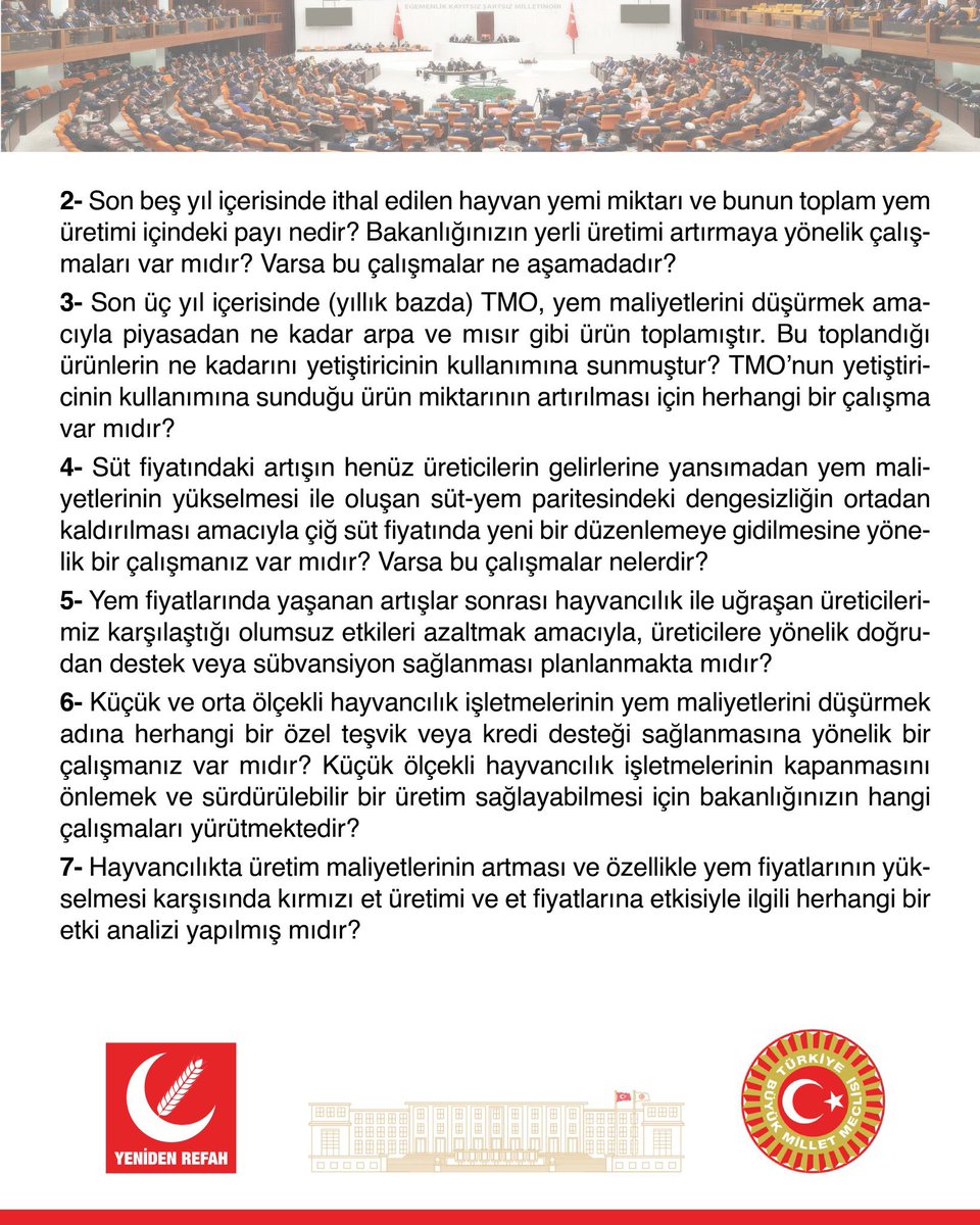 Söz verdiğimiz gibi,
Tarım ve Hayvancılıktaki sorunların takipçisiyiz.. Çözümü için kararlıyız.

İstanbul Milletvekilimiz Sn. Doğan Bekin, TBMM’de Yem Fiyatlarına 1 yılda 2 kez zam yapılmasıyla ilgili soru önergesi vermiştir <a href="/DoganBekin/">Doğan Bekin</a>