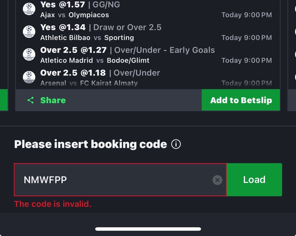 Invalid code , please recheck game go soon start