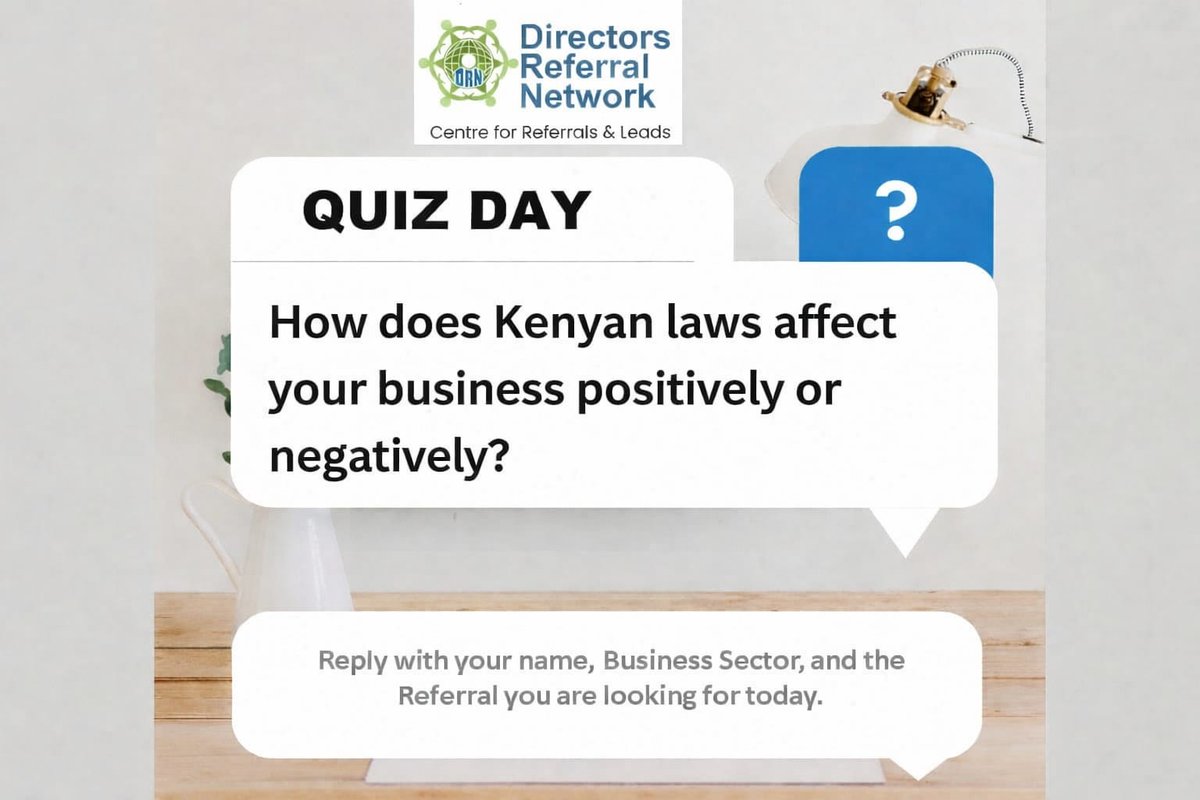 Kenyan laws shape every business decision; taxes, hiring, expansion.
As a CEO, have they helped you grow or held you back?
Let's have the real conversation.👇

#Businesskenya #Policyimpact #KenyanCEOs