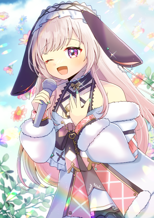 「Vtuberの兎彩ゆあさんが歌っているシーンを描かせていただきました 折角なので」|ヒヨヨ@skeb募集中のイラスト