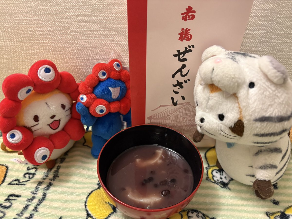 mol3rascal's tweet image. みゃふ！とらもおしるこ食べたみゃ🫘
🔴🦝関西はぜんざいみゃよ！