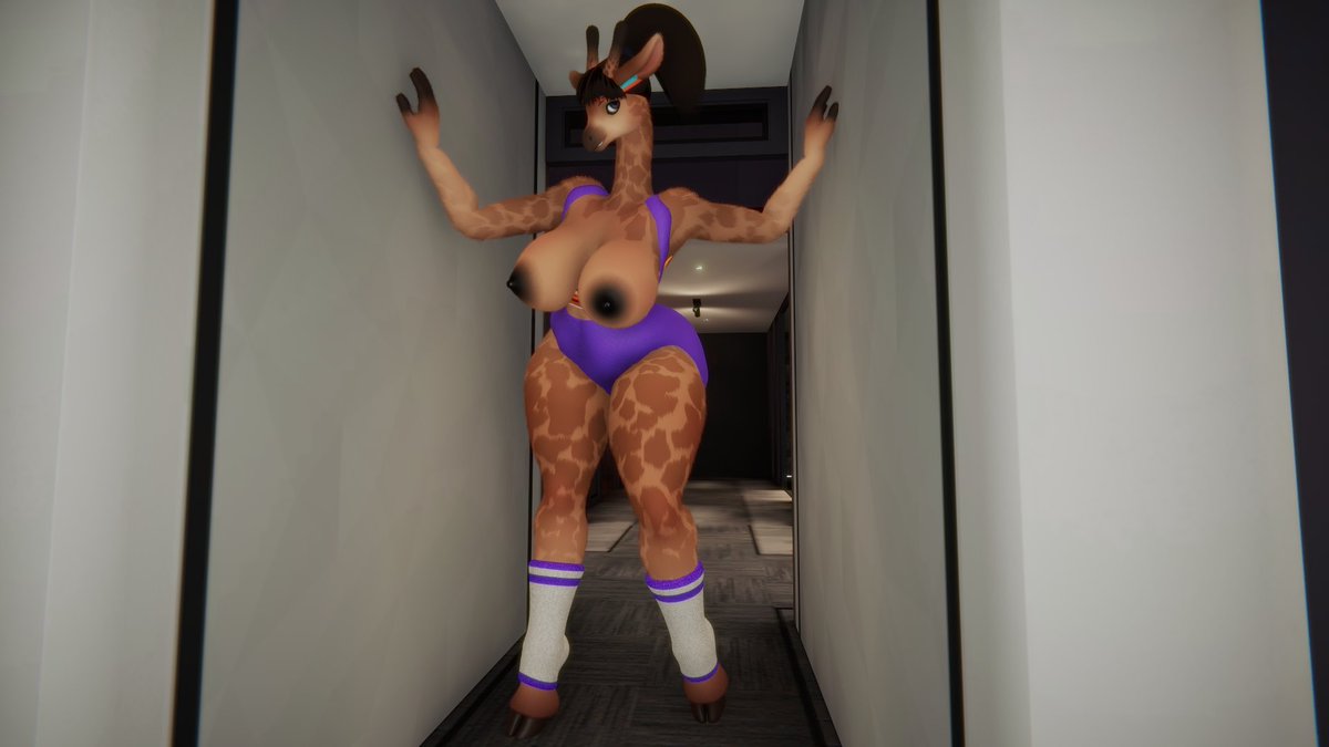 Maya is doing some giraffe stretching warmup routine before the action ;)