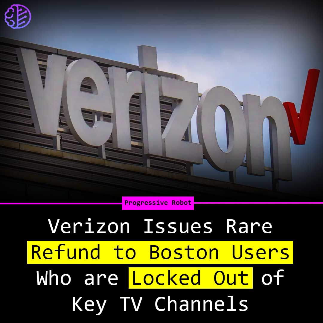 ProgresiveRobot's tweet image. Verizon users in Boston are experiencing channel blackouts for FOX, Charge!, and Laff due to a contract dispute with Cox Media Group. Affected customers have received a $10.99 refund. #Verizon #Boston #ContractDispute #ChannelBlackouts