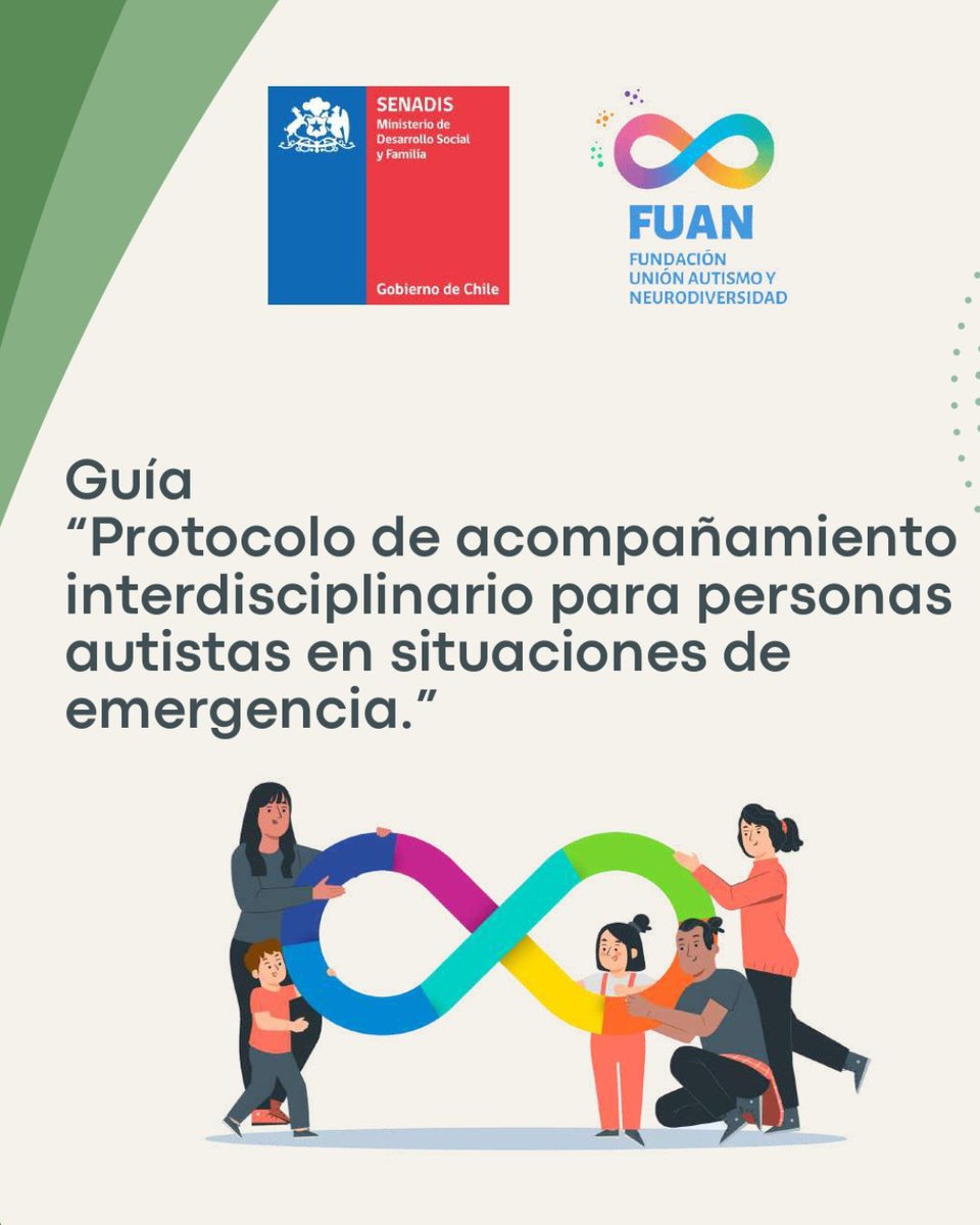 Compartimos el Protocolo de acompañamiento interdisciplinario para personas autistas en situaciones de emergencia, una herramienta que entrega lineamientos para apoyar a la comunidad autista en momentos críticos.  
Más información en: senadis.gob.cl
