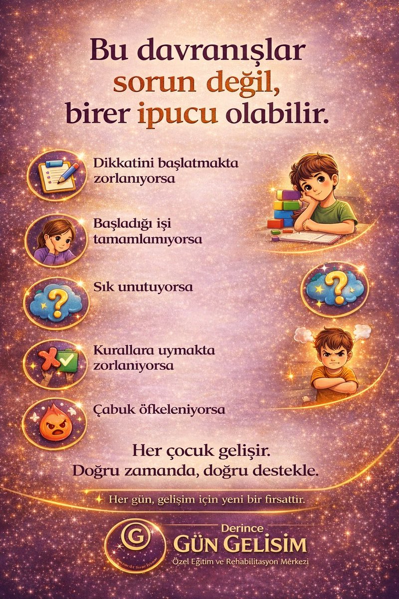 ✨ Her gün, gelişim için yeni bir fırsattır.

#ÖzelEğitim #Rehabilitasyon #ÇocukGelişimi #ErkenMüdahale #Derince