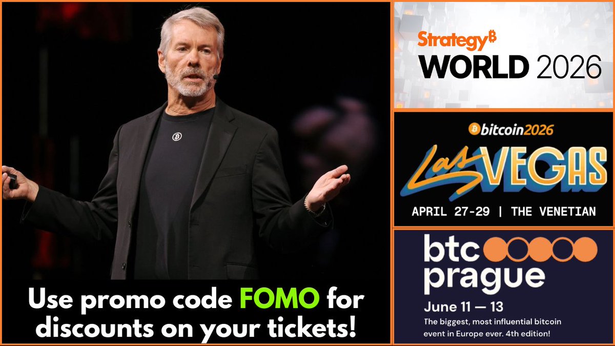 Michael Saylor. Three stages. 2026. 📍 Strategy World – Feb 23-26, Las  Vegas 📍 Bitcoin 2026 – Apr 27-29, Las Vegas 📍 BTC Prague – Jun 11-13,  Prague Come see the man