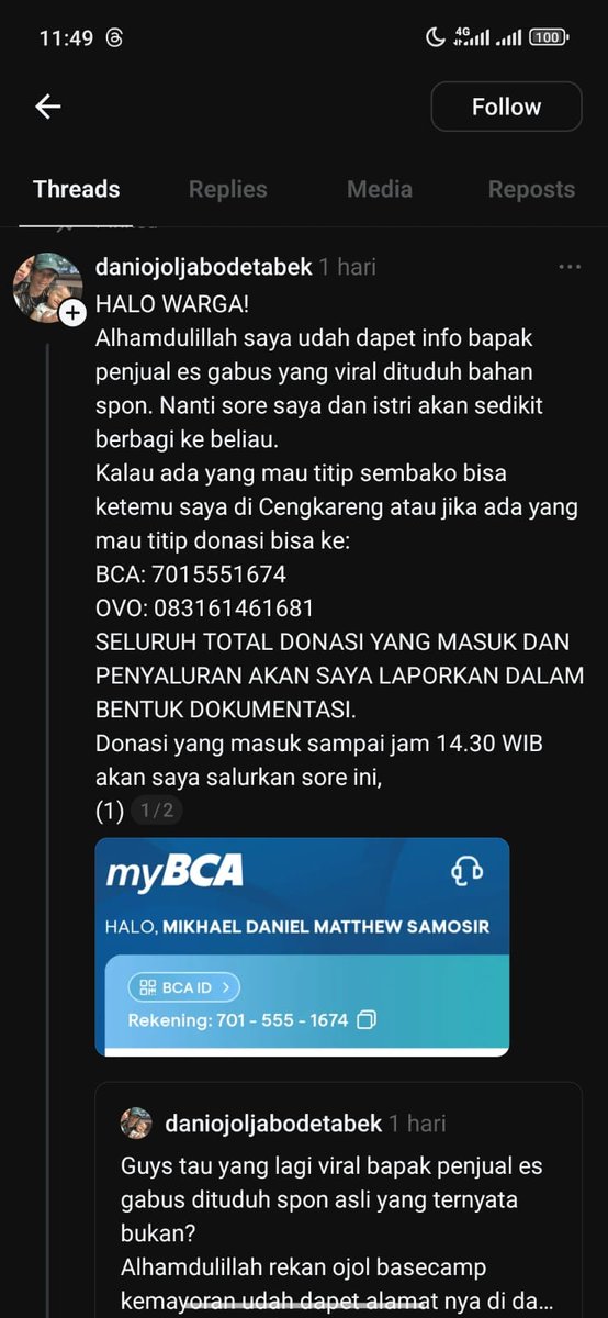 Jadi ceritanya ada seseakun di thread buka donasi untuk penjual es spon pak sudrajat. Respon cukup baik banyak netizen yang ikut donasi tadinya