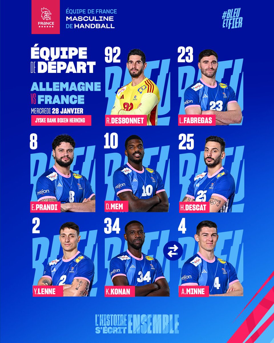 L'équipe de départ ! 
🇩🇪⚡️🇫🇷
#BleuetFier