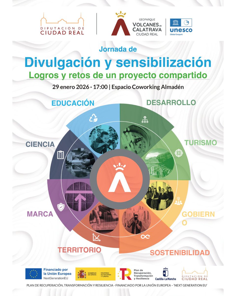 GeoParqueVolcan's tweet photo. 📢 Jornada en Almadén | Divulgación y Sensibilización
“Logros y retos de un proyecto compartido”

🗓 29 de enero de 2026 | 17:00 h 
Inscripción:
https://t.co/BGxD1k6OsO https://t.co/1fnCvRWE8g