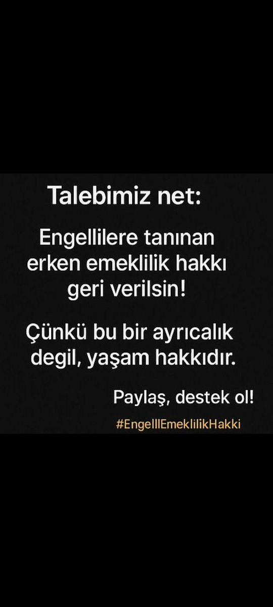 2008 öncesi sigorta başlangıcı bulunan engelli bireylerin yürürlükteki mevzuata dayalı olarak elde ettikleri vergi indirim kaynaklı emeklilik hakları kazanılmış bir hakdır
#MühürEmeklide
<a href="/AYMBASKANLIGI/">Anayasa Mahkemesi</a> <a href="/TBMMresmi/">TBMM</a> <a href="/sgksosyalmedya/">SGK</a> <a href="/engelsizbestepe/">Engelsiz Beştepe</a>
<a href="/RTErdogan/">Recep Tayyip Erdoğan</a> 
<a href="/isikhanvedat/">Prof. Dr. Vedat Işıkhan</a>
<a href="/EhatDer/">ENGELLİ HAKLARI VE ADALET TOPLULUĞU DERNEĞİ</a>