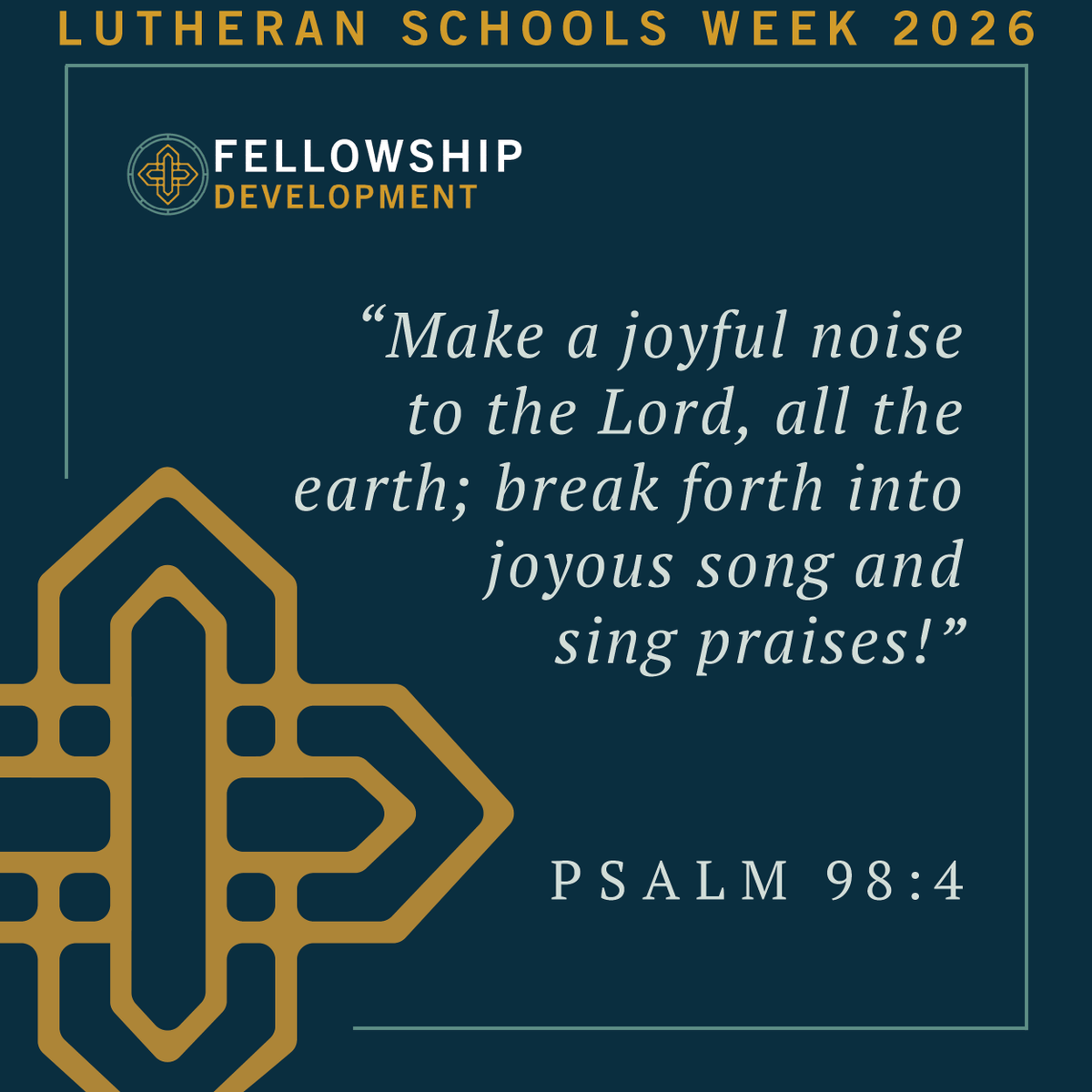 Fellowship Development celebrates Lutheran Schools Week!
"Make a joyful noise to the Lord, all the earth; break forth into joyous song and sing praises!" Psalm 98:4