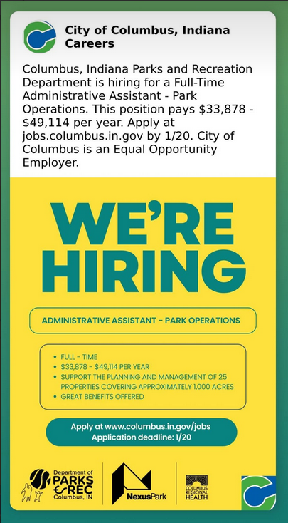 Parks and Recreation in Columbus is Hiring!