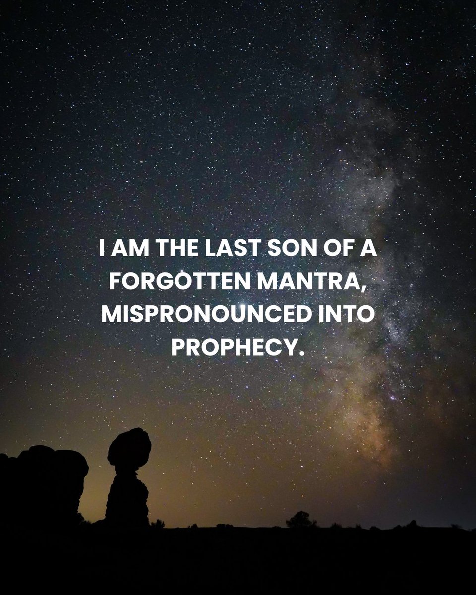 memoryofash's tweet photo. Born of broken prayers and borrowed fire, I speak where rituals end—
not to be believed, not to be saved,
only to be remembered as the silence that refused to die.
#Poetry #SpokenWord #DarkPoetry #MythicVerse #CosmicPoetry #FreeVerse #ExistentialPoetry #ModernMyth #VerseOfTheVoid https://t.co/aNomiPZ6T4